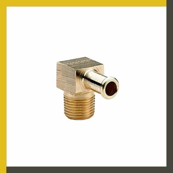 Conector codo 90° macho a espiga biselada