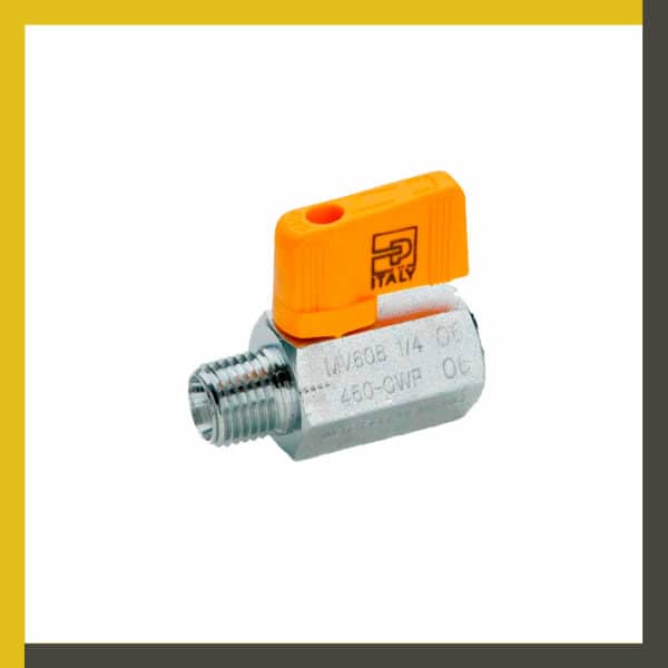 Mini válvula de bola macho-hebra de presión máxima 450 PSI serie MV608